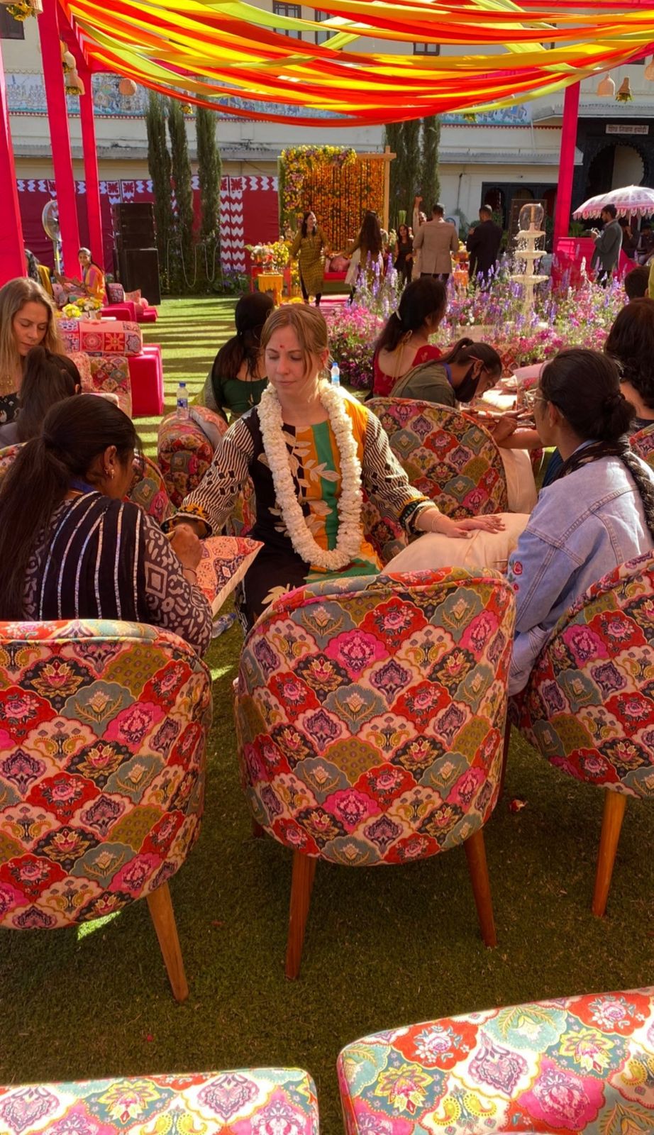 Mehndi station serving wedding guests at a Jaipur venue